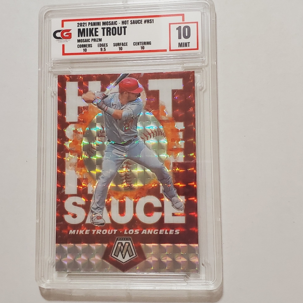 Mike Trout Panini Mosaic Hot Sauce Insert Graded 10 Gem Mint CG LA Angels 💎